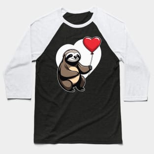 Sloth Heart Balloon - Valentines Day Baseball T-Shirt